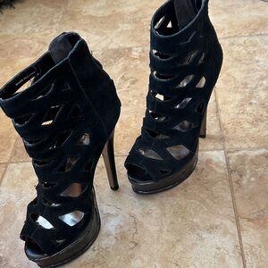 bebe Black Strappy Heels